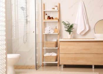 salle de bain avec etageres